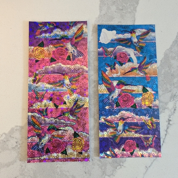 Vintage 90s Y2K  Lisa Frank Sparkly Rainbow Hummingbird Stickers - Picture 1 of 3